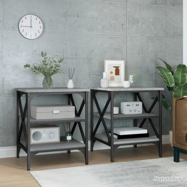 Tables d'appoint 2 pcs gris 40x42x50 cm Bois ing�nierie