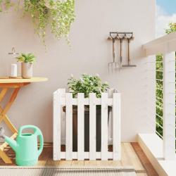 Jardini&egrave;re avec design de cl&ocirc;ture blanc 60x60x60 cm pin massif