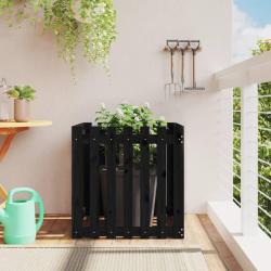 Jardini&egrave;re avec design de cl&ocirc;ture noir 70x70x70 cm pin massif
