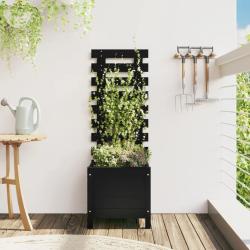 Jardini&egrave;re avec support noir 39x39,5x114 cm bois de pin massif