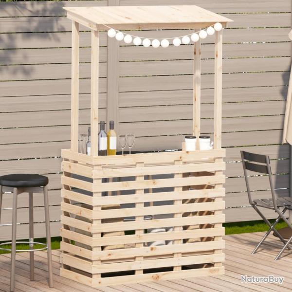 Table de bar d'ext�rieur et toit 112,5x57x195,5 cm bois massif