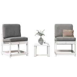 Salon de 3 pcs blanc bois massif de pin