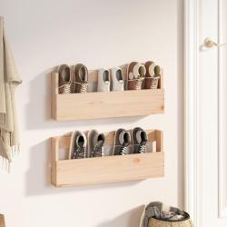 &Eacute;tag&egrave;res &agrave; chaussures murales 2 pcs 59x9x23 cm Pin massif