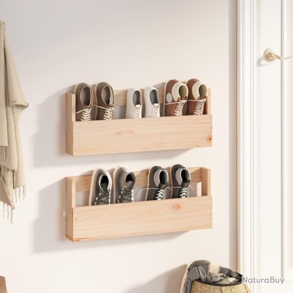 �tag�res � chaussures murales 2 pcs 59x9x23 cm Pin massif