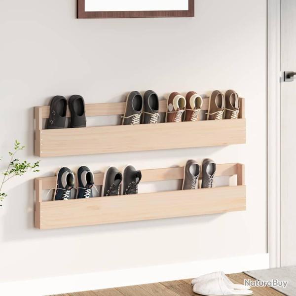 �tag�res � chaussures murales 2 pcs 110x9x23 cm Pin massif