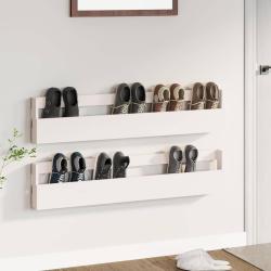 &Eacute;tag&egrave;res &agrave; chaussures murales 2 pcs Blanc 110x9x23cm Pin massif