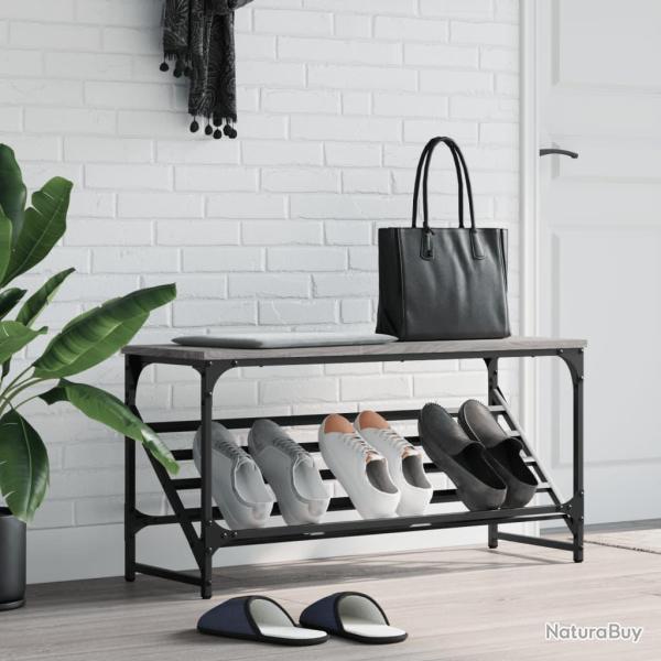 �tag�re � chaussures gris 90x30x45 cm bois d'ing�nierie