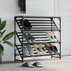 &Eacute;tag&egrave;re &agrave; chaussures gris 90x30x85 cm bois d'ing&eacute;nierie