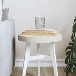 Dessus de table rond blanc &Oslash;30x3 cm bois de pin massif