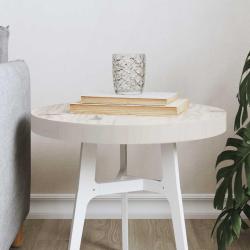Dessus de table rond blanc &Oslash;40x3 cm bois de pin massif