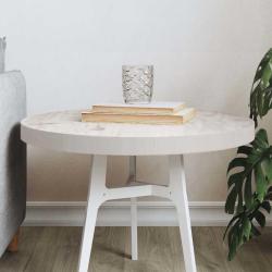Dessus de table rond blanc &Oslash;50x3 cm bois de pin massif