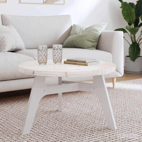 Dessus de table rond blanc �70x3 cm bois de pin massif