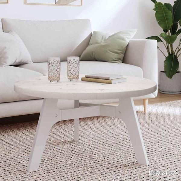Dessus de table rond blanc �80x3 cm bois de pin massif