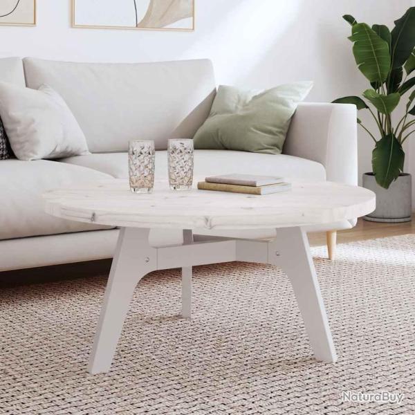 Dessus de table rond blanc �90x3 cm bois de pin massif