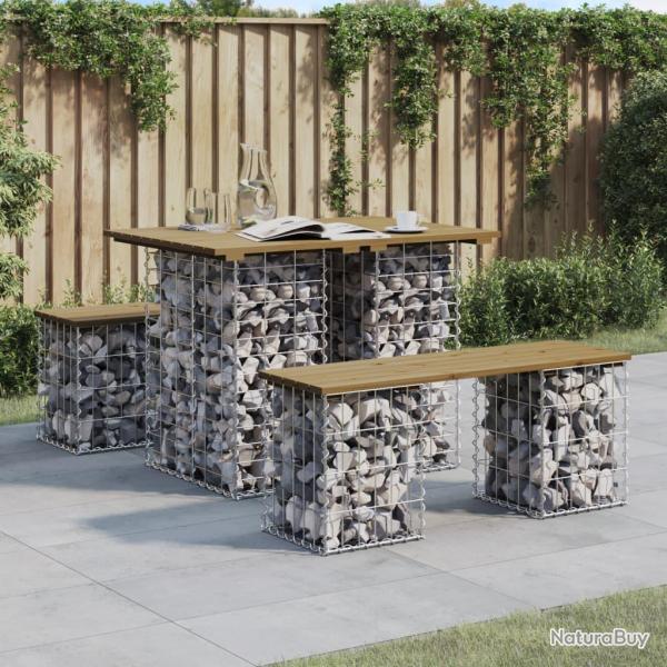 Table de Gabion Design 100x70x72 cm Bois de pin impr�gn�