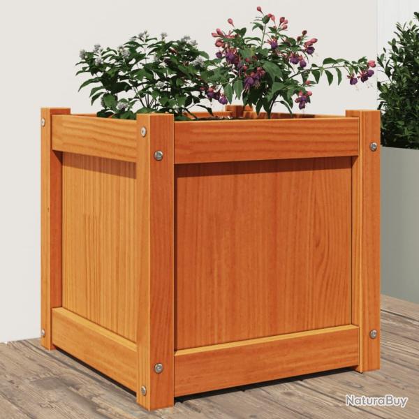 Jardini�re cire marron 40x40x40 cm bois de pin massif