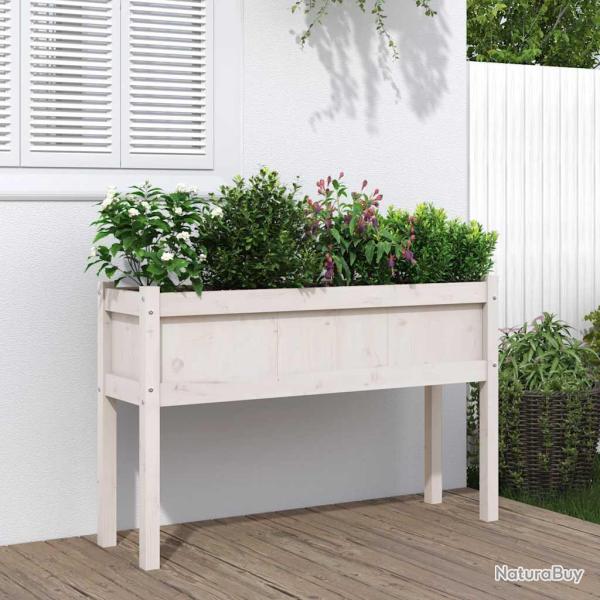 Jardini�res avec pieds blanc 110x31x70 cm bois de pin massif