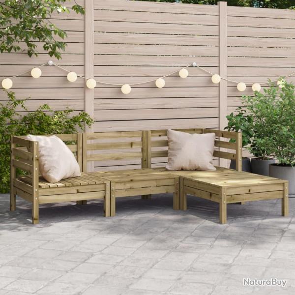 Canap� de 3 places avec repose-pieds bois pin impr�gn�