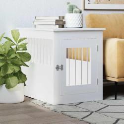 Meuble de cage pour chiens blanc 55x75x65 cm bois d'ing&eacute;nierie