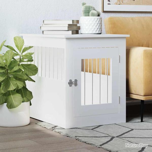 Meuble de cage pour chiens blanc 55x75x65 cm bois d'ing�nierie