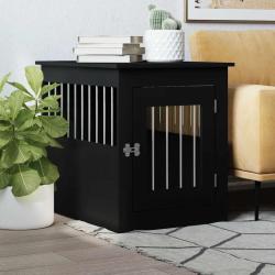 Meuble de cage pour chiens noir 55x75x65 cm bois d'ing&eacute;nierie