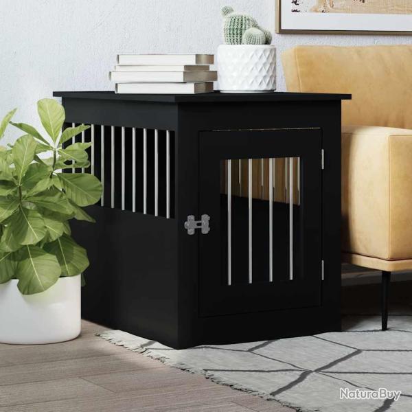 Meuble de cage pour chiens noir 55x75x65 cm bois d'ing�nierie