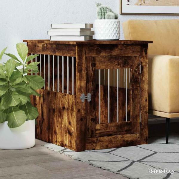 Meuble de cage pour chiens ch�ne fum� 55x75x65 cm