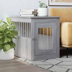 Meuble de cage pour chiens gris 55x75x65 cm