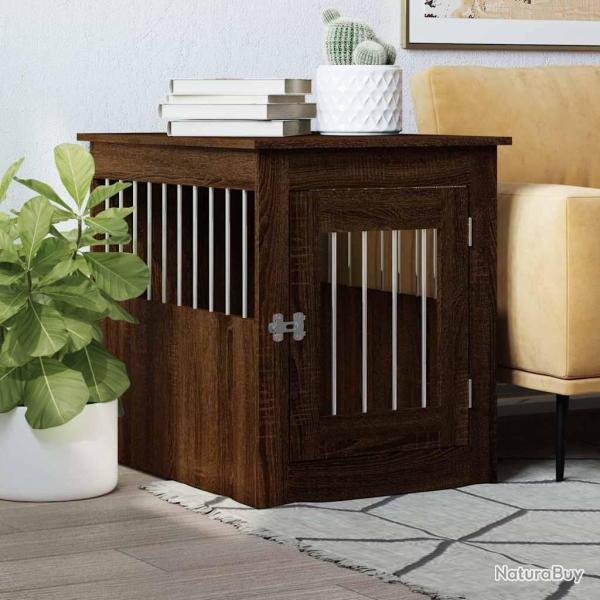 Meuble de cage pour chiens ch�ne marron 55x75x65 cm