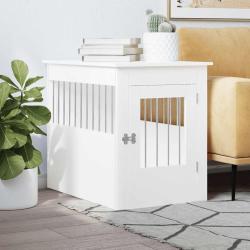 Meuble de cage pour chiens blanc 55x80x68 cm bois d'ing&eacute;nierie