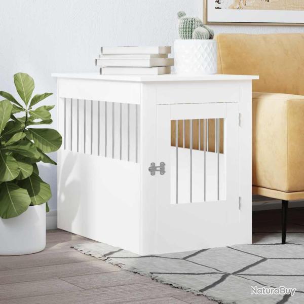 Meuble de cage pour chiens blanc 55x80x68 cm bois d'ing�nierie