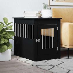 Meuble de cage pour chiens noir 55x80x68 cm bois d'ing&eacute;nierie