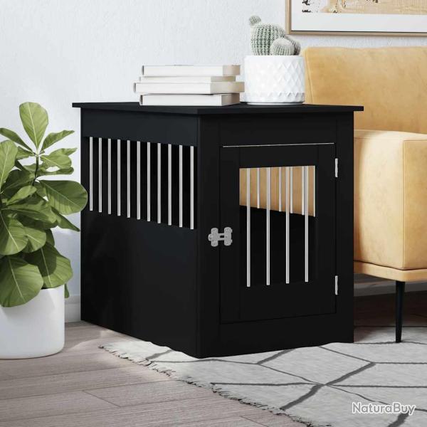 Meuble de cage pour chiens noir 55x80x68 cm bois d'ing�nierie