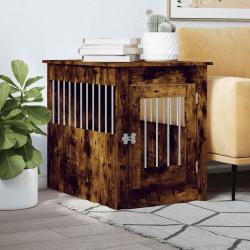 Meuble de cage pour chiens ch&ecirc;ne fum&eacute; 55x80x68 cm