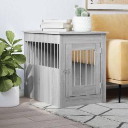 Meuble de cage pour chiens gris 55x80x68 cm