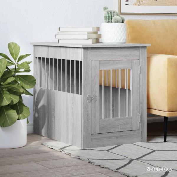 Meuble de cage pour chiens gris 55x80x68 cm