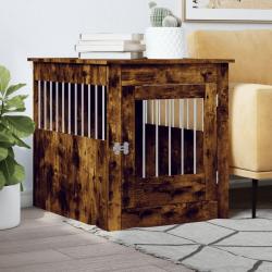 Meuble de cage pour chiens ch&ecirc;ne fum&eacute; 64,5x80x71 cm