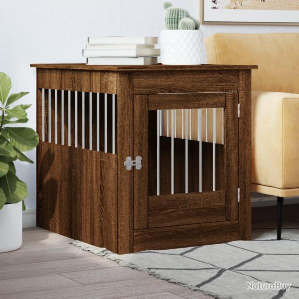 Meuble de cage pour chiens ch�ne marron 64,5x80x71 cm