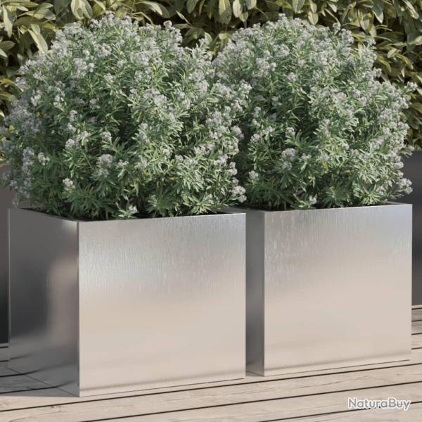 Jardini�res 2 pcs argent� 32x30x29 cm acier inoxydable