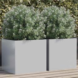 Jardini&egrave;res 2 pcs argent&eacute; 42x40x39 cm acier galvanis&eacute;