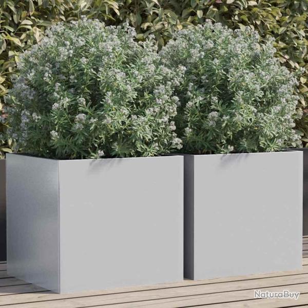 Jardini�res 2 pcs argent� 42x40x39 cm acier galvanis�