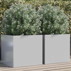 Jardini&egrave;res 2 pcs argent&eacute; 49x47x46 cm acier galvanis&eacute;