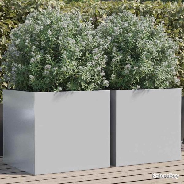 Jardini�res 2 pcs argent� 49x47x46 cm acier galvanis�