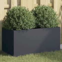 Jardini&egrave;re en acier anthracite pour le jardin, 62 &times; 30 &times; 29 cm