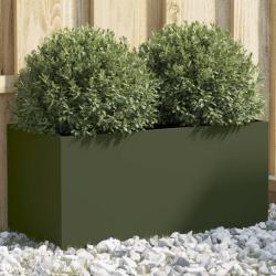 Jardini&egrave;re en acier, vert olive, pour le jardin, 62 &times; 30 &times; 29 cm
