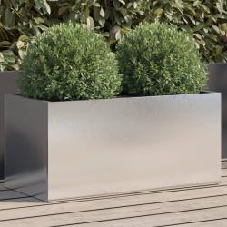 Jardini&egrave;re en acier inoxydable argent&eacute;e pour le jardin, 62 &times; 30 &times; 29 cm