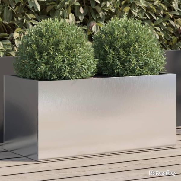 Jardini�re en acier inoxydable argent�e pour le jardin, 62 � 30 � 29 cm