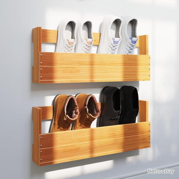 �tag�res � chaussures murales 2 pcs cire marron 59x8,5x23,5 cm