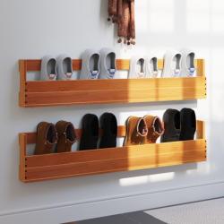 &Eacute;tag&egrave;res &agrave; chaussures murales 2 pcs cire marron 110x8,5x23,5 cm