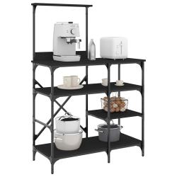 Support de boulanger noir 90x40x132 cm bois ing&eacute;nierie et m&eacute;tal